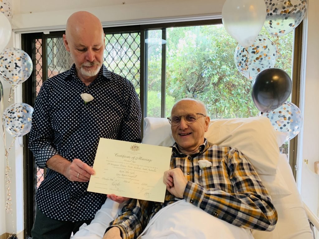 Gary & Keith with marriage certificate